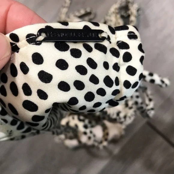 Kendall + Kylie Black Dot Printed Off-White Bikini Swimsuit size L - Picture 7 of 9